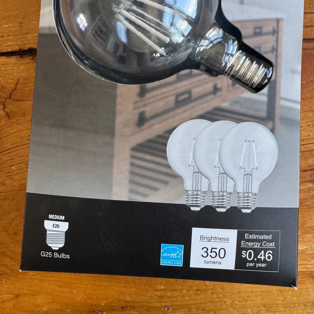 Feit Electric 40W G25 Globe LED Dimmable Daylight 5000K White Filament 3 Pack - Picture 2 of 7